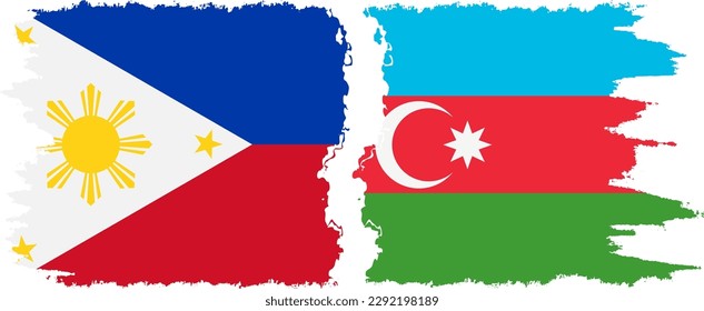 Azerbaijan and Philippines grunge flags connection, vector