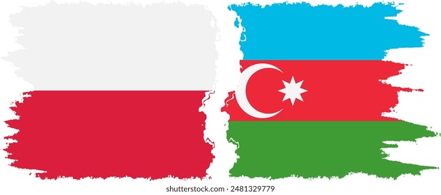 Azerbaijan and Poland grunge flags connection, vector