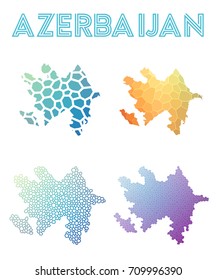 Azerbaijan polygonal map. Mosaic style maps collection. Bright abstract tessellation, geometric, low poly, modern design. Azerbaijan polygonal maps for infographics or presentation.