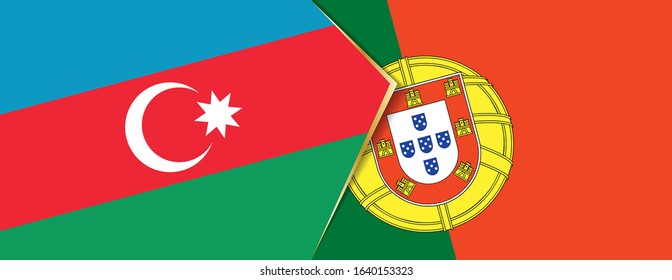 Azerbaijan and Portugal flags, two vector flags symbol of relationship or confrontation.