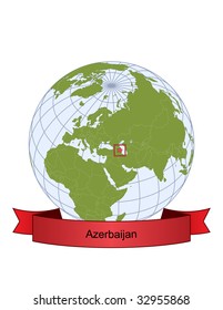 Azerbaijan, position on the globe