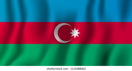 Azerbaijan realistic waving flag vector illustration. National country background symbol. Independence day.