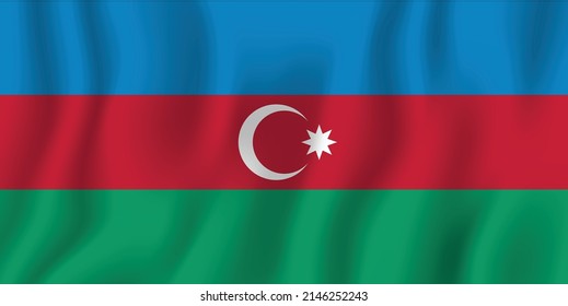 Azerbaijan realistic waving flag vector illustration. National country background symbol. Independence day