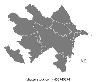 Azerbaijan regions Map grey