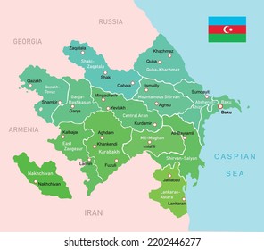 Mapa de regiones de Azerbaiyán 