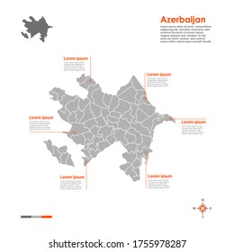 Azerbaijan regions vector map on white background.