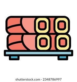 Azerbaijan roll icon outline vector. Food cuisine. Indian dish color flat