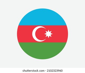 Azerbaijan Round Country Flag. Circular Azerbaijani Azeri National Flag. Republic of Azerbaijan Circle Shape Button Banner. EPS Vector Illustration. svg
