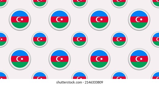 Azerbaijan round flag seamless pattern. Azerbaijani background. Vector circle icons. Geometric symbols. Repeated texture for sports pages, travelling, school design elements. patriotic wallpaper