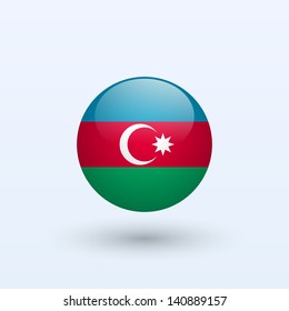 Azerbaijan round flag. Vector illustration.