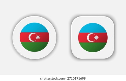 Icono de Botón de bandera nacional redondeado de Azerbaiyán