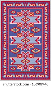 Azerbaijan rug. Mosaic multicolored scheme