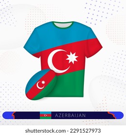 Azerbaijan rugby jersey with rugby ball of Azerbaijan on abstract sport background. Jersey design.