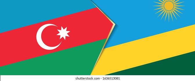 Azerbaijan and Rwanda flags, two vector flags symbol of relationship or confrontation.