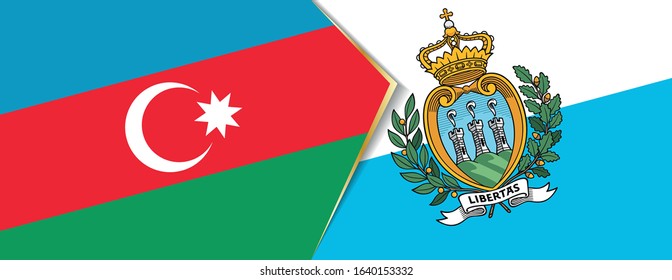 Azerbaijan and San Marino flags, two vector flags symbol of relationship or confrontation.