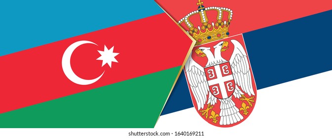 Azerbaijan and Serbia flags, two vector flags symbol of relationship or confrontation.