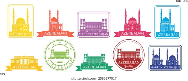 Azerbaijan set. Isolated Azerbaijan on white background
