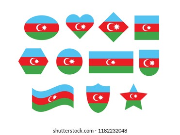 Azerbaijan set national flag country emblem state symbol
