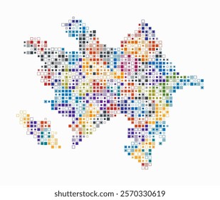 Azerbaijan, shape of the country build of colored cells. Digital style map of Azerbaijan on white background. Small size square blocks. Classy vector illustration.