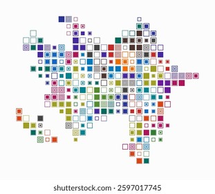 Azerbaijan, shape of the country build of colored cells. Digital style map of the Azerbaijan on white background. Large size square blocks. Amazing vector illustration.