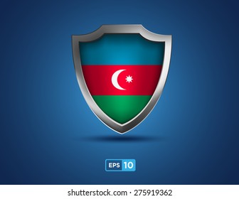 Azerbaijan shield on the blue background