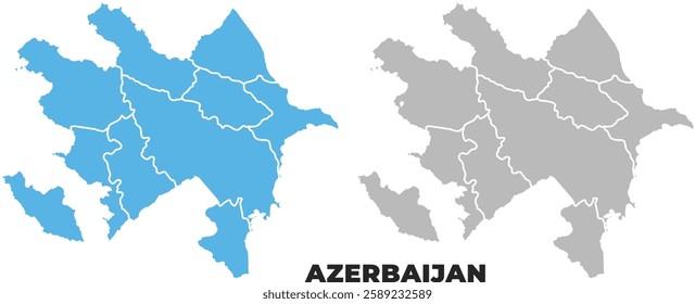 Azerbaijan simple maps flat illustration