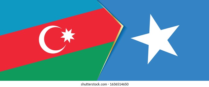 Azerbaijan and Somalia flags, two vector flags symbol of relationship or confrontation.