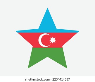 Azerbaijan Star Flag. Azerbaijani Star Shape Flag. Azeri Country National Banner Icon Symbol Vector 2D Flat Artwork Graphic Illustration svg