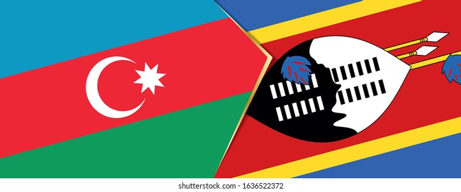 Azerbaijan and Swaziland flags, two vector flags symbol of relationship or confrontation.
