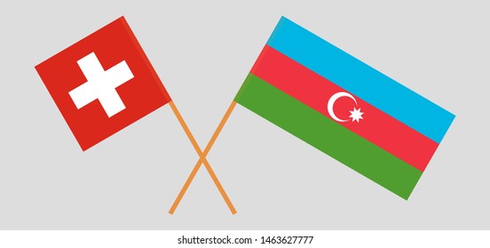 Azerbaijan and Switzerland. Crossed Azerbaijani and Swiss flags