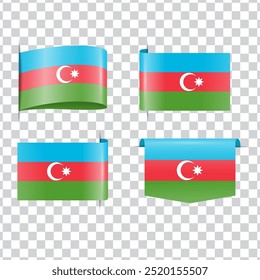 Azerbaijan tag national flag with shadow