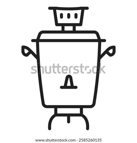Azerbaijan Tea Samovar Icon Isolated flat vector in outline