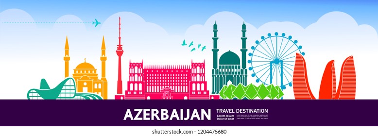 Azerbaijan Travel Destination vector.