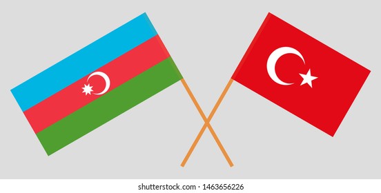Azerbaijan and Turkey. Crossed Azerbaijani and Turkish flags