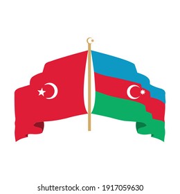 Azerbaijan And Turkey Flag Lapel Pin Vector Illustration