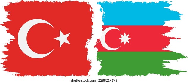 Azerbaijan and Turkey grunge flags connection, vector