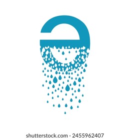 Azerbaijan or Turkish letter with effect of dissolves into droplets. Drops of liquid fall out as precipitation. Destruction effect. Dispersion.