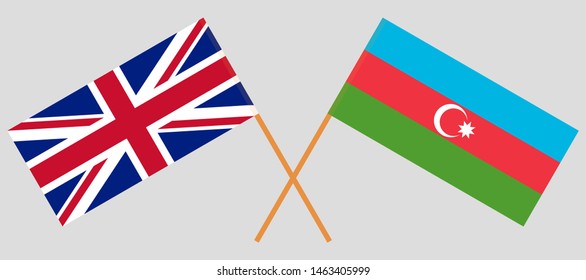 Azerbaijan and the UK. Crossed Azerbaijani and British flags