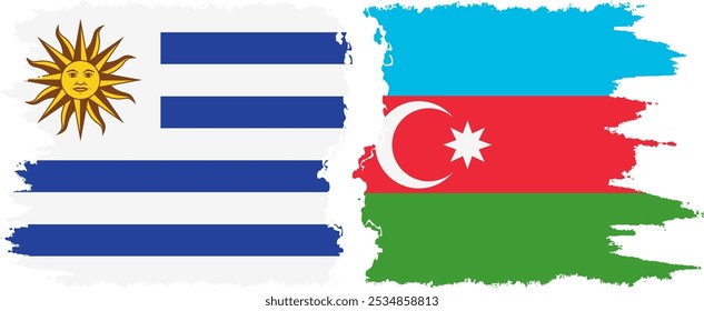 Conexión de banderas grunge de Azerbaiyán y Uruguay, Vector