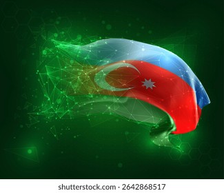 Azerbaijan, vector 3d flag on green background and numbers