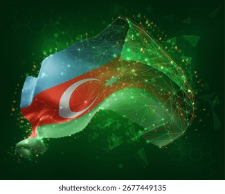 Azerbaijão, vetor 3d bandeira no fundo verde