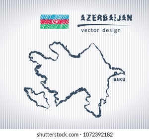 Azerbaijan vector chalk drawing map isolated on a white background