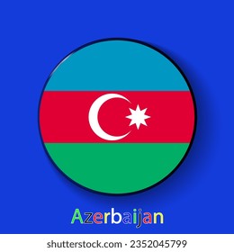 Azerbaijan vector flag. Football europe 2024 tournament championship. Round badges of the country in the actual championship colors.