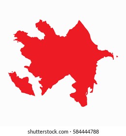 Azerbaijan vector map isolated on white background. Map Azerbaijan of red color