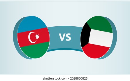 Azerbaijan versus Kuwait, team sports competition concept. Round flag of countries.