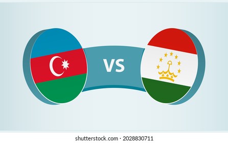 Azerbaijan versus Tajikistan, team sports competition concept. Round flag of countries.