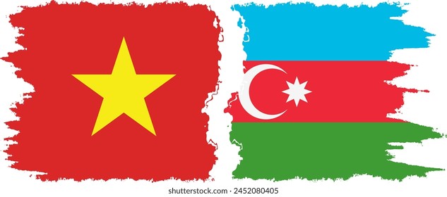 Azerbaijan and Vietnam grunge flags connection, vector