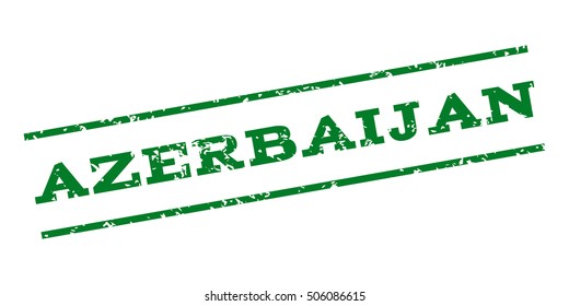 Azerbaijan watermark stamp. Text Caption between parallel lines with grunge design style. Rubber seal stamp with dirty texture. Vector green color ink imprint on a white background.