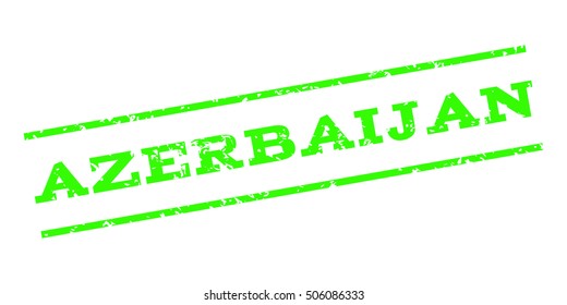 Azerbaijan watermark stamp. Text Tag between parallel lines with grunge design style. Rubber seal stamp with scratched texture. Vector light green color ink imprint on a white background.
