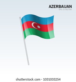 Azerbaijan waving flag isolated on gray background